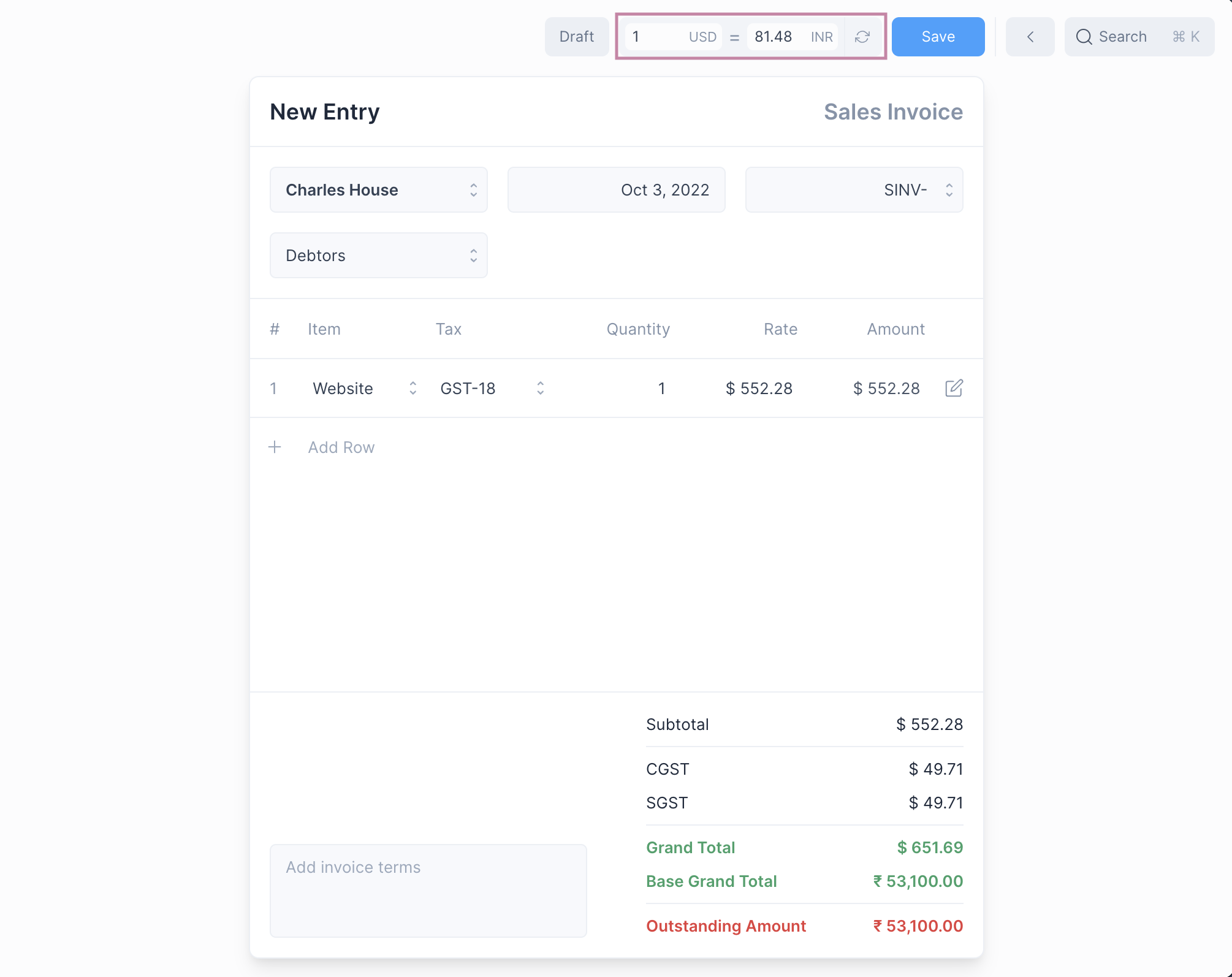 Multi Currency Invoicing